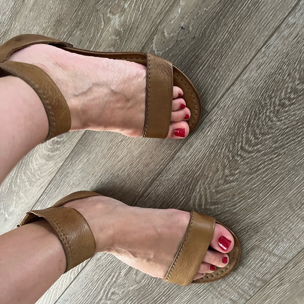 Frye leather tiny wedge sandals